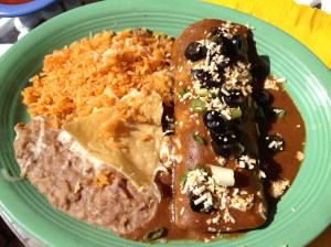 Beef Enchilada with Rice and Beans